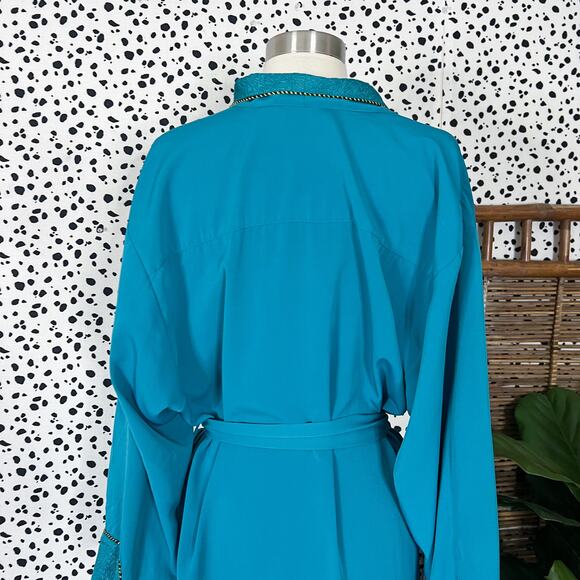 Victoria’s Secret | 90s Vintage Gold Label Turquoise Blue Midi Length Robe XS - Picture 8 of 10